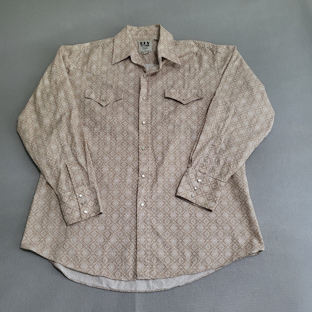 Ely Cattleman Western Long Sleeve Pearl Snap Shirt Men's L Rockabilly